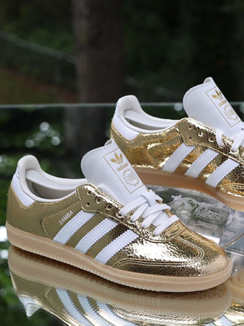 Adidas Samba OG Gold Metallic Cracked Leather Women’s Size 7 - Picture 11 of 13